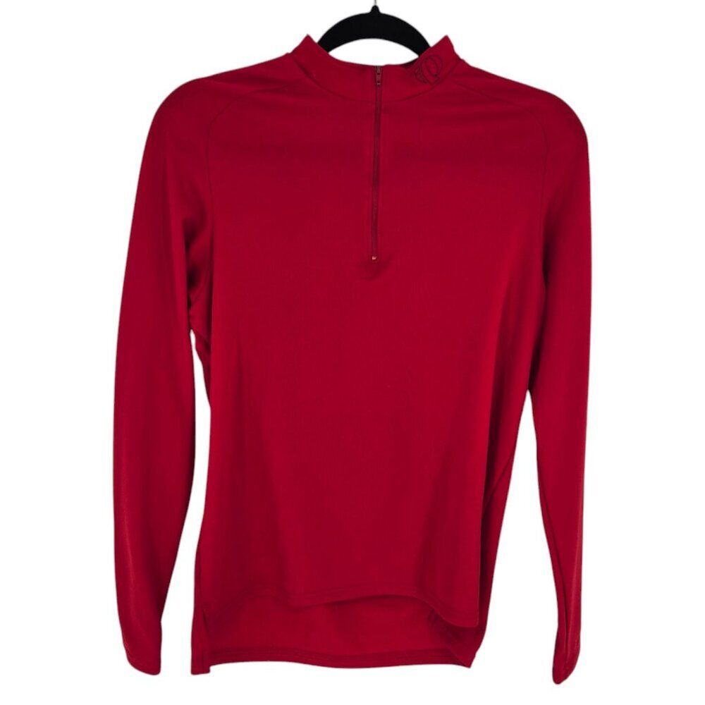 Pearl izumi medium red fitted long sleeve riding shirt quarter zip mock neck USA